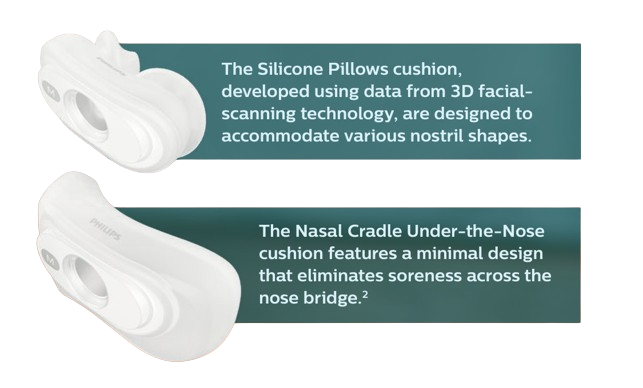 Cradle Cushion and Nasal Pillows Description
